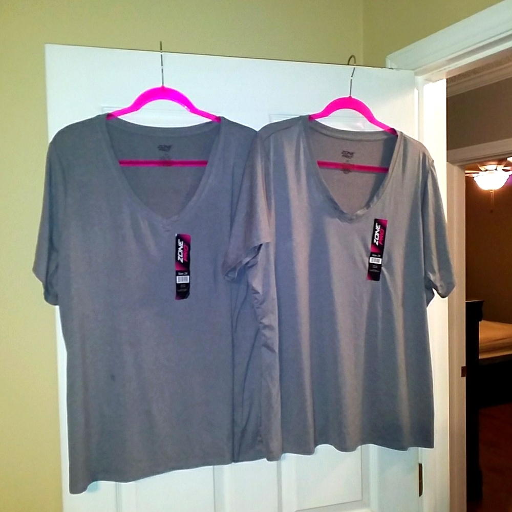 Two Womens V neck Work Out Shirt